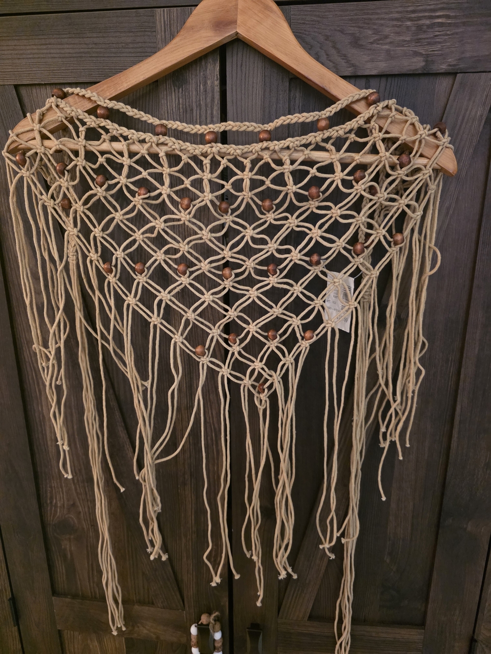 Boho Waist Wrap With Fringes And Wooden Beads